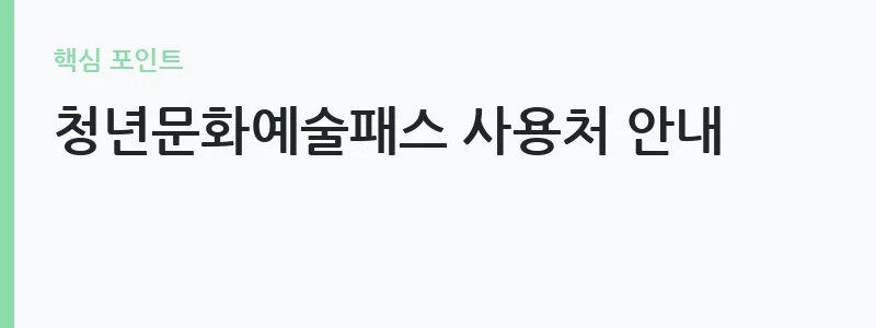 2026 청년문화예술패스 회수 기한 안내 — 청년문화예술패스 사용처 안내
