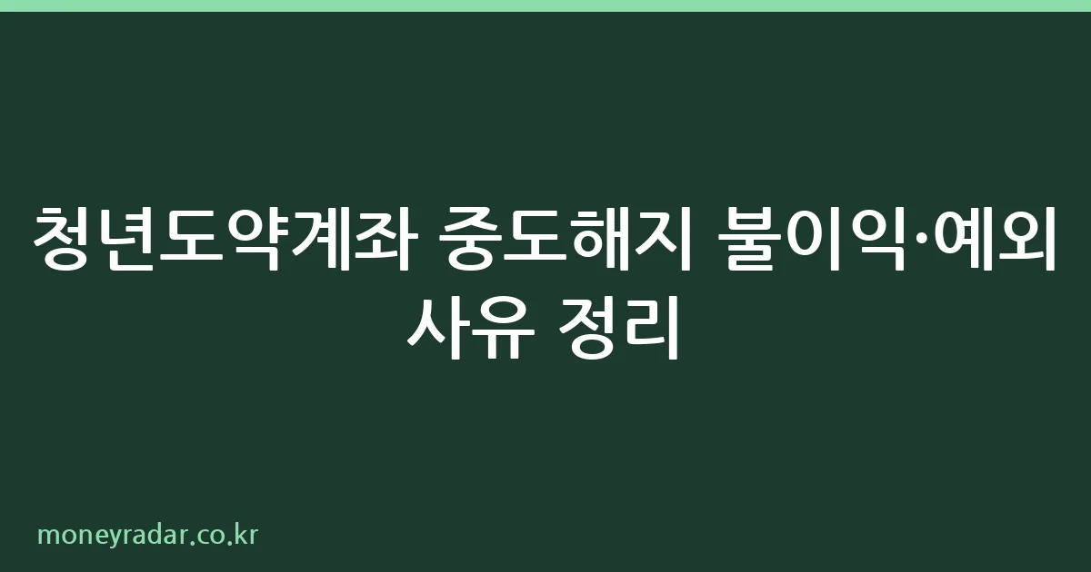 청년도약계좌 중도해지 불이익 안내