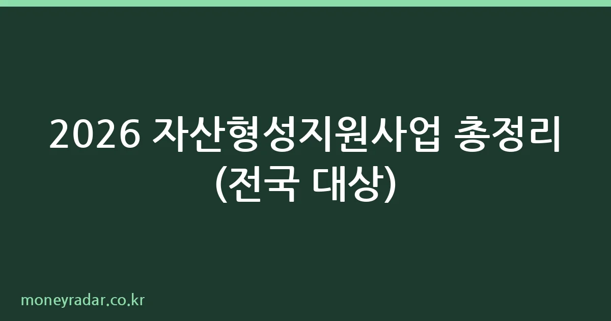 2026 자산형성지원사업 상품별 비교 안내